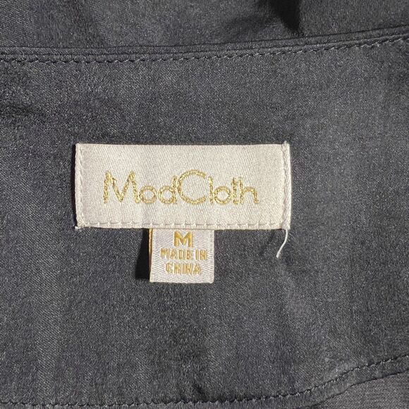 Modcloth Shirt Womens Medium Black Wrap Blouse Satin Sleeveless True Wrap Casual - Picture 5 of 7